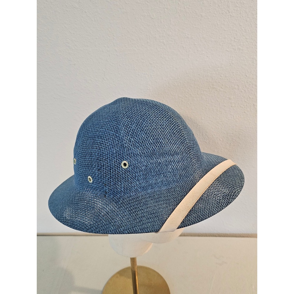 Wally's One Size Blue Woven Straw Pith Helmet Sun Hat Bahamas
